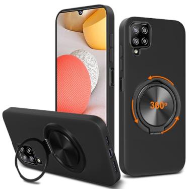 Imagem de Nijiadi Capa de telefone compatível com Samsung Galaxy A42 5G, suporte de anel giratório de 360° com suporte/suporte de silicone TPU Silm Fit capa protetora à prova de choque para Samsung Galaxy A42