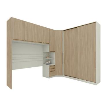 Imagem de Quarto Casal 8 Portas 6 Gavetas Canto Areia/Jequitibá - Henn