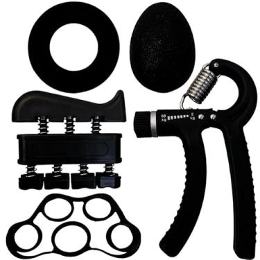 Imagem de Kit 5 Hand Grips Exercícios Aperto Dedos Mãos Punho Para Fisioterapia Preto Liftness Dafoca Sports