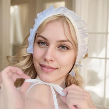 Imagem de Touca de natação coreana de renda fofa de cabelo longo à prova d'água – elegante, confortável, proteção de ouvido não apertada para mulheres