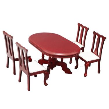 Imagem de Conjunto de móveis Miniature Dollhouse 1:12 Redwood Dining Table