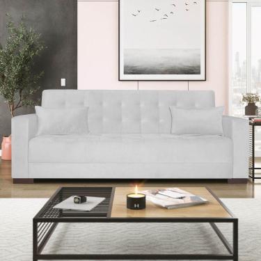 Imagem de Sofá Cama 3 Lugares Jobim Suede - Doce Sonho Móveis Branco