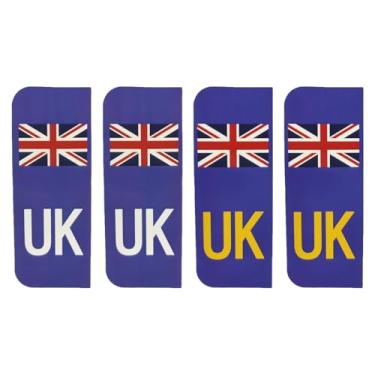 Imagem de Pacote com 4 etiquetas autoadesivas para veículos do Reino Unido, adesivos de placa de identificação de vinil para viagens europeias
