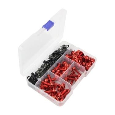 Imagem de ABCERRSI Kit de parafusos de carenagem de motocicleta com 177 peças de parafusos CNC compatíveis com a maioria das motocicletas esportivas vermelhas