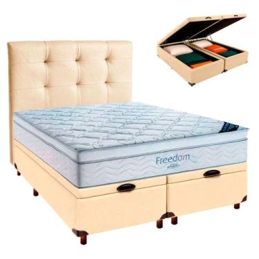 Imagem de Box Bau Begetiza+Colchão Casal Freedom Ortobom+Cabeceira