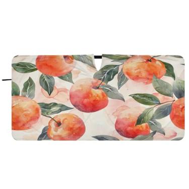 Imagem de Blueangle Para-brisa Pêssego Aquarela - 149.9 cm x 76.2 cm Dobrável Carro Frontal Protetor Solar Blocos Raios UV Viseira de Sol (788)