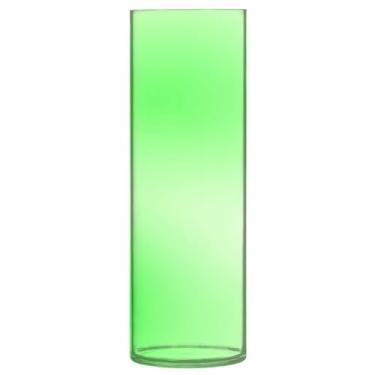 Imagem de JUZIHAI Vaso de flores verde pastel para flores 9,9 cm x 30 cm cilindro de plástico moderno vaso de flores para centro de mesa de casamento decoração de casa