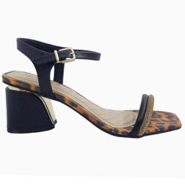 Imagem de Sandália Feminina Casual Dia a Dia Salto Médio com Strass Conforto Ramarim 2428202-Feminino
