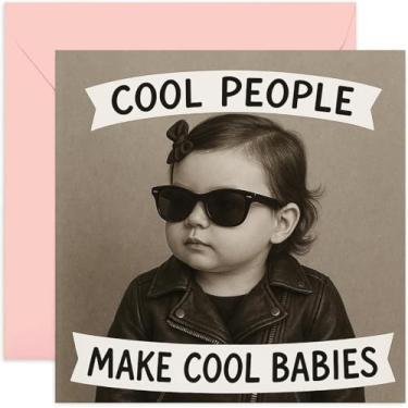 Imagem de Novo cartão engraçado para bebês meninas para pais, pessoas legais fazem bebês legais, design hilário e bem-humorado para papai mamãe, presente de anúncio de gravidez chá de bebê - quadrado, em branco