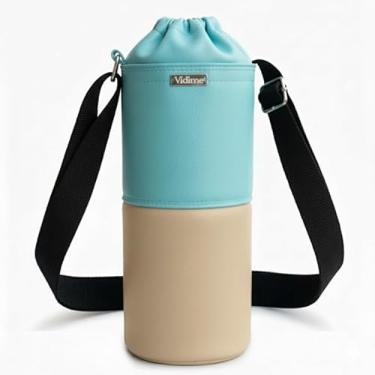 Imagem de Bolsa Térmica (TIFFANY COM BEGE) RAMIERE para Garrafa de 1 LITRO em Couro Sintético - Coleção Cores VERÃO 2026