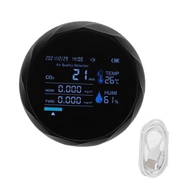 Imagem de Monitor de CO2 Detector de dióxido de carbono 7 em 1 Qualidade do ar inteligente Temperatura Umidade Medidor TVOC Sensor para home office Monitoramento da qualidade do ar interno (Preta)