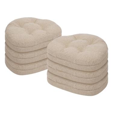 Imagem de baibu Conjunto de 6 almofadas para cadeira de jantar, almofadas de assento Windsor de espuma viscoelástica com design patenteado de camada dupla, almofadas para cadeira de cozinha com laços e capa