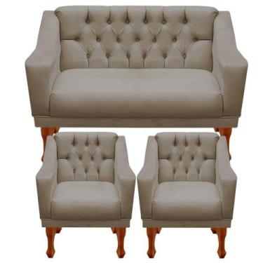 Imagem de Kit Estofado Grécia Namoradeira Sofá 2 Lugares Suede + 2 Poltronas  Co