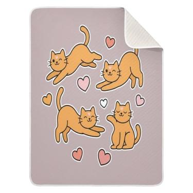 Imagem de Wassud Gatos fofos adesivos cobertor de bebê para meninos meninas bebê macio e recém-nascido cobertor aconchegante de algodão essencial para berçário viagem berço carrinho 76 x 101 centímetros