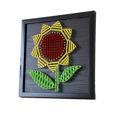 Imagem de MerainMe Kit de arte de corda 3D DIY artesanato de girassol decoração de casa sinuosa terno de desenho para crianças e família, presente de Natal feito à mão.