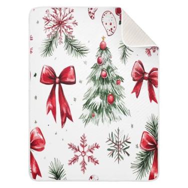 Imagem de Blueangle Cobertores de bebê Red Bows para berço, soneca, 76 x 101 cm, aconchegante, macio, receptor, cobertor unissex para meninos, meninas, crianças, bebês (548)