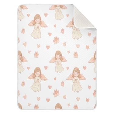 Imagem de Wassud Cobertor de bebê Cute Angels para meninos e meninas, macio para bebês e recém-nascidos, cobertor aconchegante de algodão essencial para berçário, viagem, berço, carrinho 76 x 101 cm