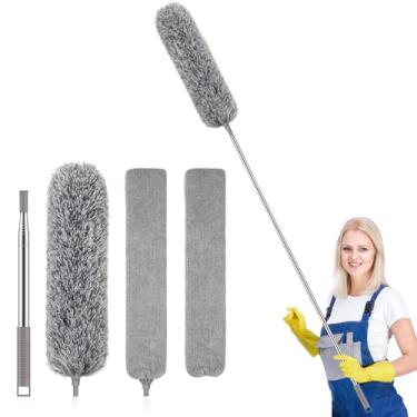 Imagem de SetSail Espanadores para limpeza de espanadores extralongos de 254 cm com haste de extensão cabeça de microfibra dobrável lavável ventilador de teto limpador de espanador kit para chão