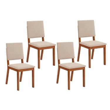 Imagem de Kit 4 Cadeiras De Cozinha Talia 4 Un Freijó Suede Creme