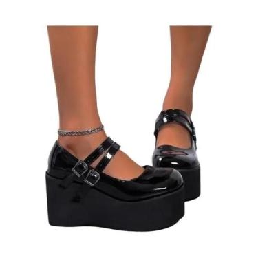 Imagem de Sapatos Femininos Fofos Mary Janes Com Plataforma E Salto Alto, Estilo