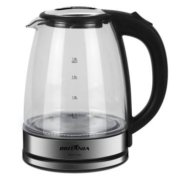 Imagem de Chaleira Elétrica Britânia BCH11 Glass 1150W 1.8L Vidro Preto com Desligamento Automático