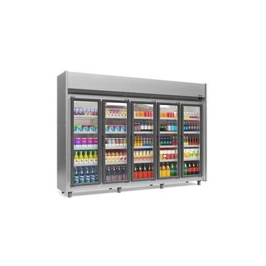 Imagem de Expositor 5 Portas Tipo Inox GEAS5P 4 Prateleiras 220v Gelopar