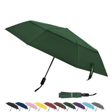Imagem de Guarda-chuva de viagem TradMall com dossel duplo ventilado 107 cm verd