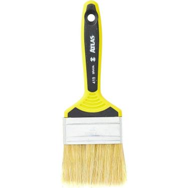 Imagem de Pincel para Pintura 419-7 Trincha Stain e Verniz Cerdas Brancas Amarelo Atlas 3" 1UN