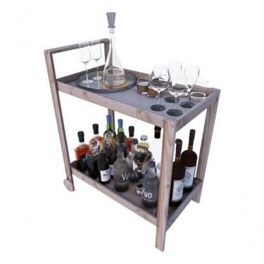 Imagem de Carrinho Auxiliar de Serviço Carrinho Gourmet 3 Prateleiras Madeira Pinus 64CM Amadeirado Technox