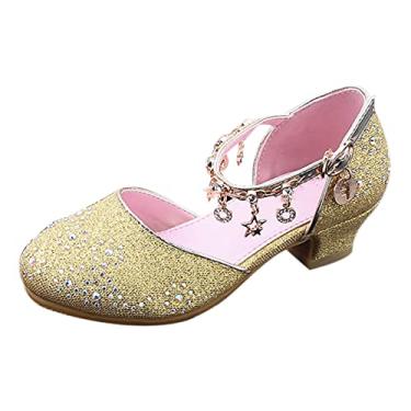 Imagem de Huicai Sapatos de Casamento para Meninas Crianças dama de honra baile de Formatura estilo Mary Jane bloco baixo vestido de noite formal Sandálias