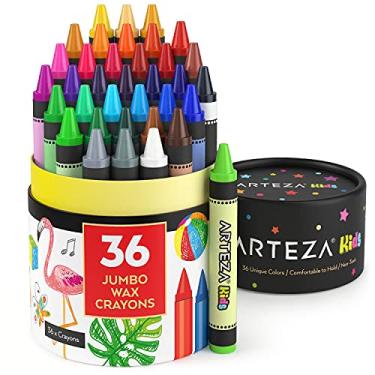 Imagem de Arteza Kids Giz de cera jumbo, conjunto de 36 cores, giz de cera vívido, material de arte para crianças atividades de artesanato e desenho