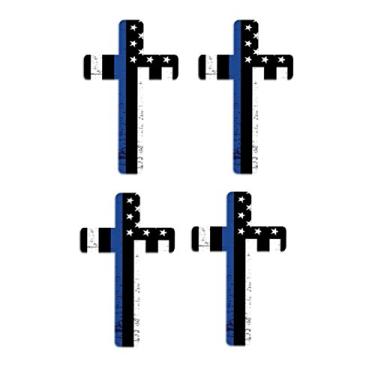 Imagem de Pacote com 4 adesivos de decalque adesivo de vinil com a bandeira da Matter da linha azul fina para caminhão de carro RV SUV e barcos suporte de janela de policiais e policiais