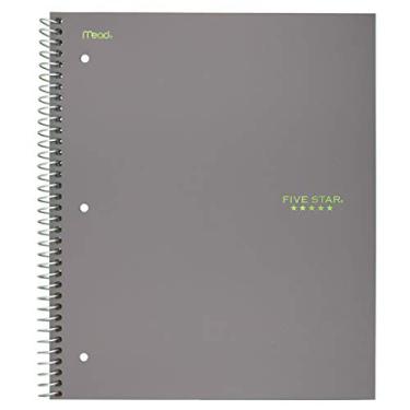 Imagem de Five Star Caderno espiral, 5 assuntos, papel pautado largo, 200 folhas, 26 x 20 cm, cinza (73200)