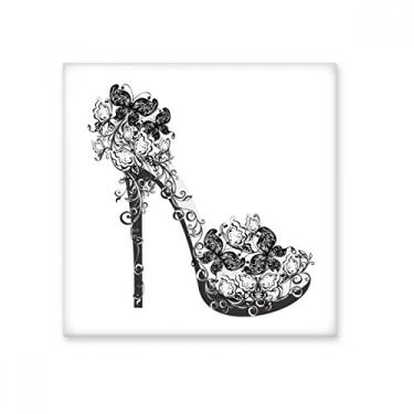 Imagem de Sapatos de salto alto flor padrão borboleta azulejo de cerâmica brilhante decalque pedra adornada tijolo vitrificado