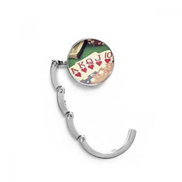 Imagem de Hearts Flush Poker Gambling Photo Gancho de mesa com fecho decorativo, gancho dobrável