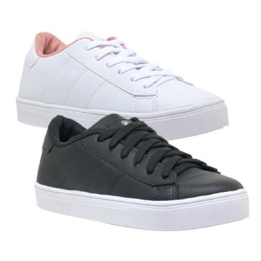 Imagem de Kit 2 Tênis Branco Feminino Casual Leve Confortável Sapatenis (Branco/Nude+Preto, BR, Adulto, Numérico, P, 39)