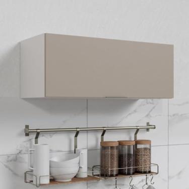 Imagem de Armário Aéreo Porta Basculante 90cm Puxador 150cm Ipanema Cabecasa Madeiramadeira Fendi Trama/branco