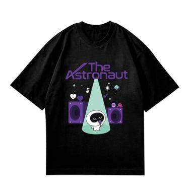 Imagem de Camiseta K-pop The Astronaut, camisetas soltas unissex com suporte de mercadoria estampadas camisetas de algodão, Preto, GG