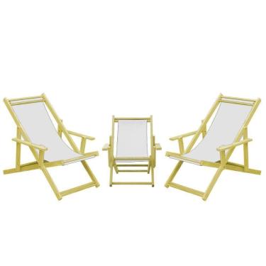 Imagem de Kit 3 Espreguiçadeiras 2 Adulto E 1 Infantil-branco