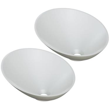 Imagem de Kit 02 Cubas de Apoio Meia Lua Para Banheiro Lavabo C01 BM38W Cinza Matte Fosca - Lyam