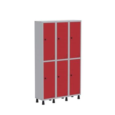 Imagem de Roupeiro Aco Light 3v 06 Portas Gr303/6 Cinza/Vermelho