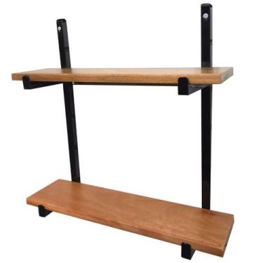 Imagem de Estante De Ferro Para Livros Ou Multi Uso Com 2 Prateleiras De Madeira