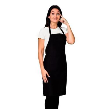 Imagem de Kit 10 Avental Lojaloja Frontal Liso Preto Oxford Com Bolso Grande - L