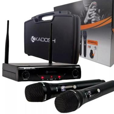Imagem de Microfone duplo kadosh k-412m sem fio recarregavel