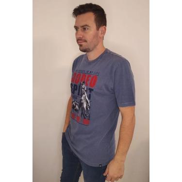 Imagem de Camiseta Masculina Estonada Azul - Sela Dourada, G