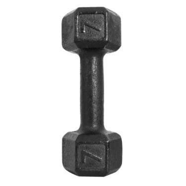 Imagem de Halter Sextavado 7 kg Pintado Preto Ferro Fundido Academia Musculação 