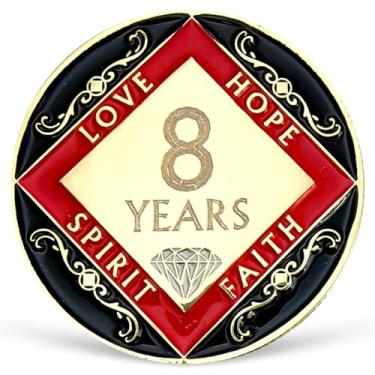 Imagem de Chip de 8 anos NA Medalhão de Recuperação de Oito Anos para NA AA Moeda Anônima de 12 Passos Narcóticos Anônimos Presentes Limpos e Sóbrios para Homens Mulheres Comemorando Sobriedade e Recuperação de