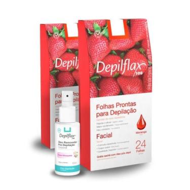 Imagem de Depilflax Folhas Prontas faciais c/24 Morango 2 Uni + Óleo Pós Depilat