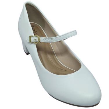 Imagem de Sapato Beira Rio Feminino Boneca Scarpin Salto Casual, Branco, 35, Fem