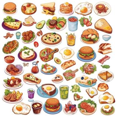 Imagem de CRASPIRE 8 folhas de adesivos de janela de alimentos fast food hambúrguer, ovo, pizza, pão, suco de fruta, delicioso, à prova d'água, adesivos grandes, adesivos de vidro de PVC, descasque e cole para
